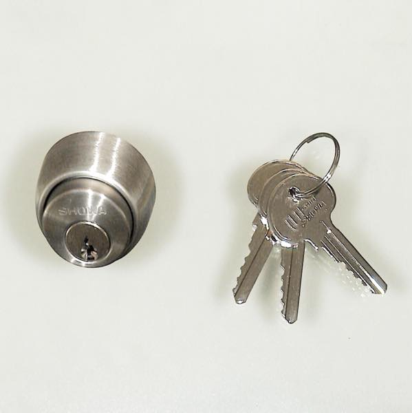 SHOWA製シリンダー　5本ピン仕様 　キー3本　C27　扉厚:34mm-42mm用　仕上:ヘアライン