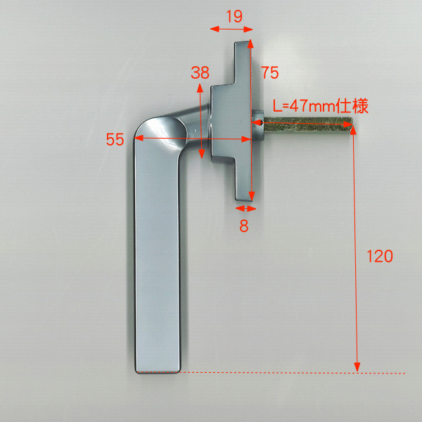 小池ガラス店 / ビル用ハンドル(大) Aタイプ L=47mm仕様 (L) 色 : SI