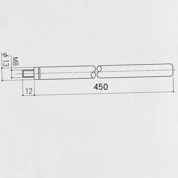 ロッド棒　DB-55-450　L=450　材質:鋼管　M8ネジ
